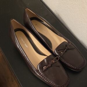 Etienne Aigner Dark Brown Leather Flats